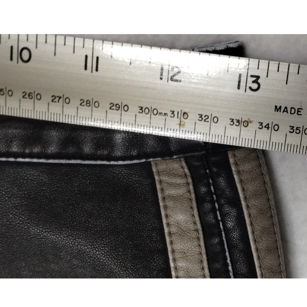 SO Faux Leather Mini Skirt Gray Wash Moto Zipper‎ Accents Clubwear Party Jrs Sz1